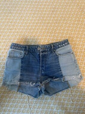 BDG Women’s Two-Tone Blue Denim Cutoff Shorts